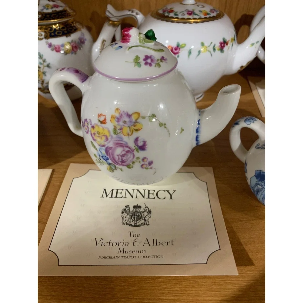 Franklin Mint Rare Porcelain Teapot Cottage French Country Minimalist Luxe 11 pc